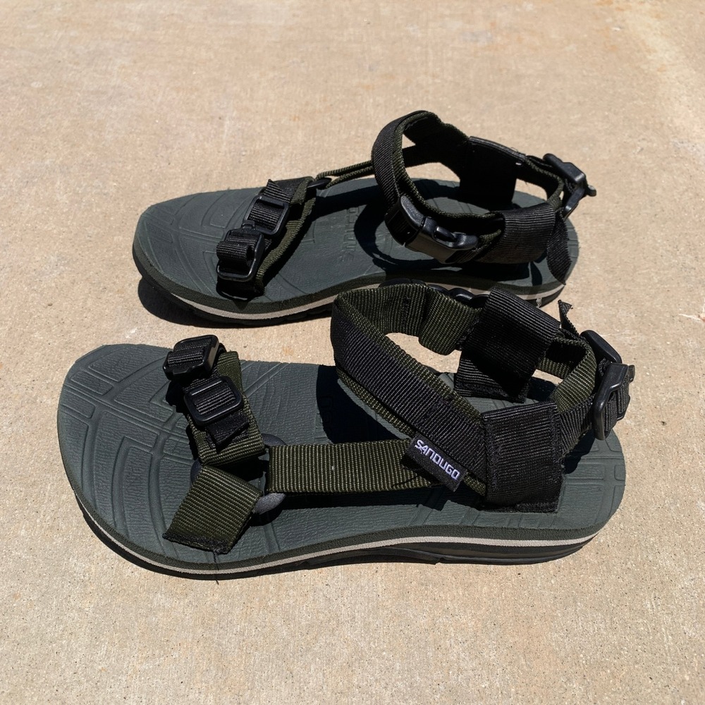 Sandugo Sinai adjustable strap hiking sandals in olive green - size 5 mens‎